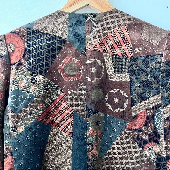 Vintage 70s Bohemian Hippie Patchwork Tapestry Velvet Jacket Size 14 - Picture 7 of 10